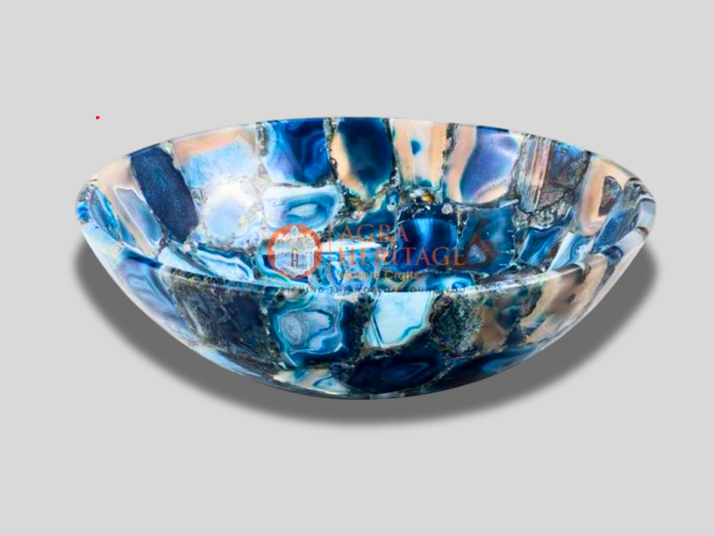 Blue Agate Bathroom Sink Organizer Handicraft